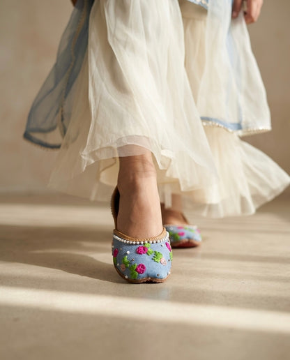 Denim Floral Kids Jutti