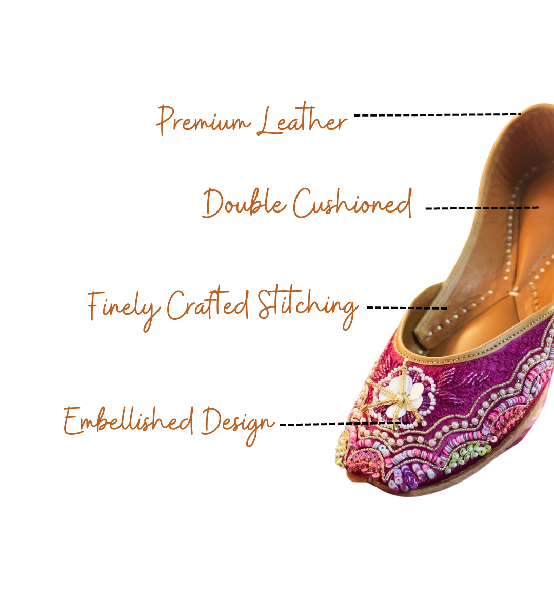 Featuring Highlights of Bloom Magenta Punjabi jutti for ladies by tradsew