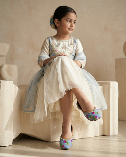 Denim Floral Kids Jutti