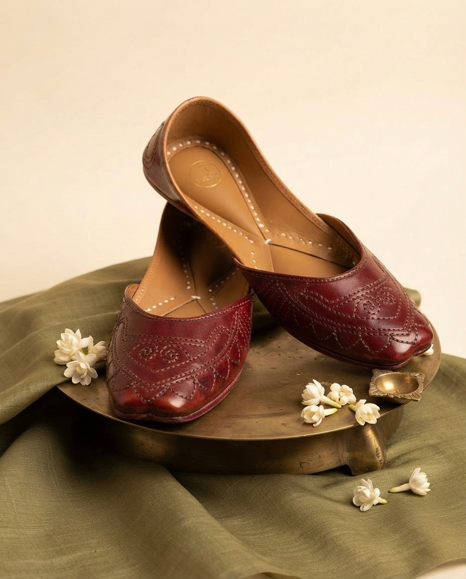 Juhi Cherry Leather (Jutti)