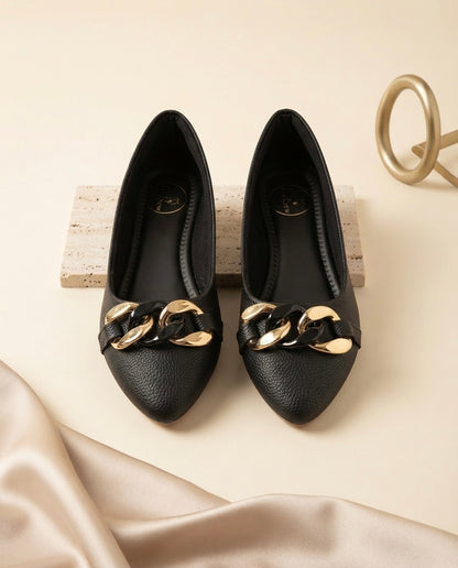 Synthia Black Belly Flats