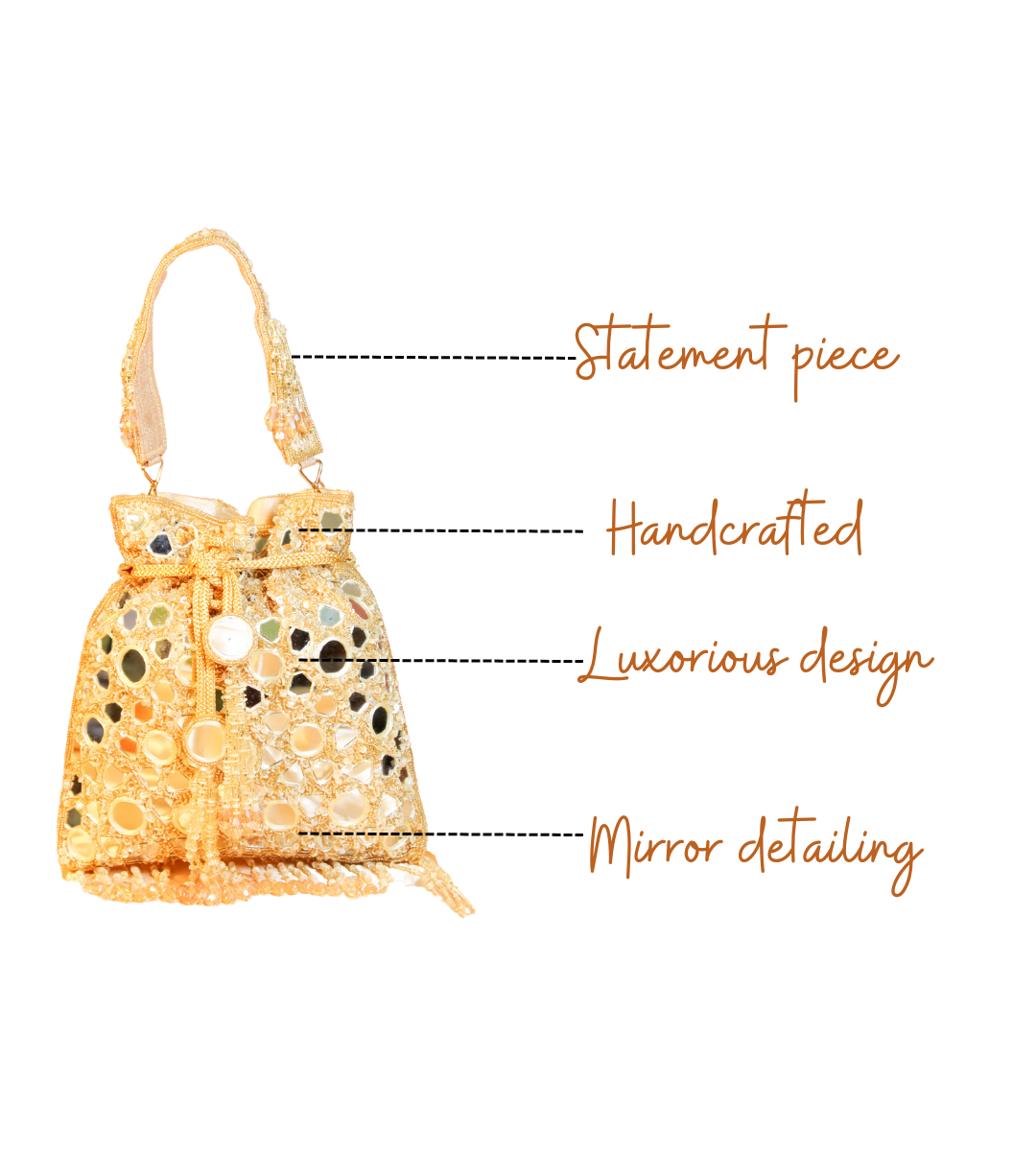 Features of Diva Gold Handcrafted Designer Potli for women