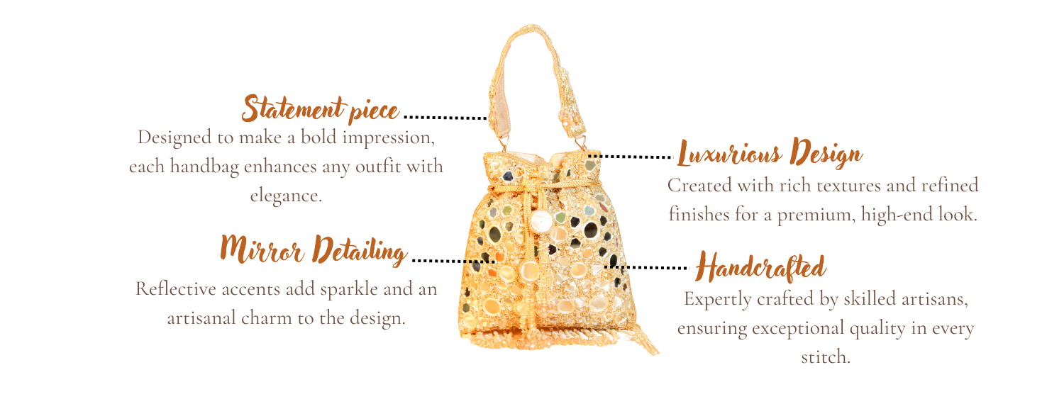 Features of Diva Gold Handcrafted Designer Potli for women