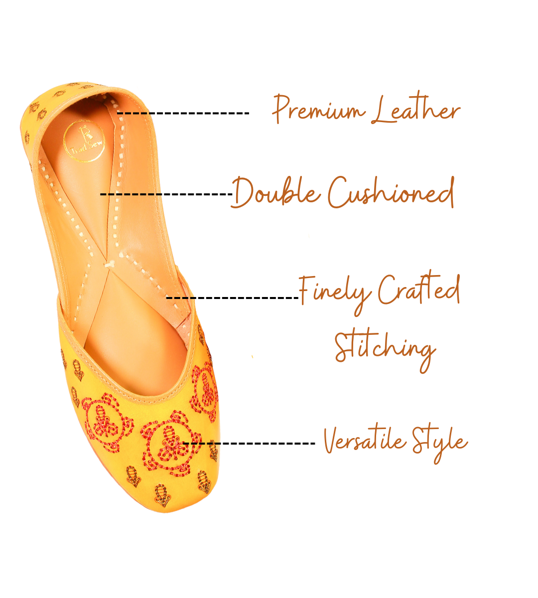 Heer yellow pure leather punjabi jutti for women
