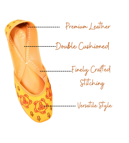 Heer yellow pure leather punjabi jutti for women