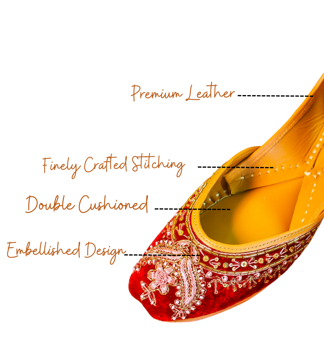 Features of Kashish Velvet Bridal Punjabi Juti for Women