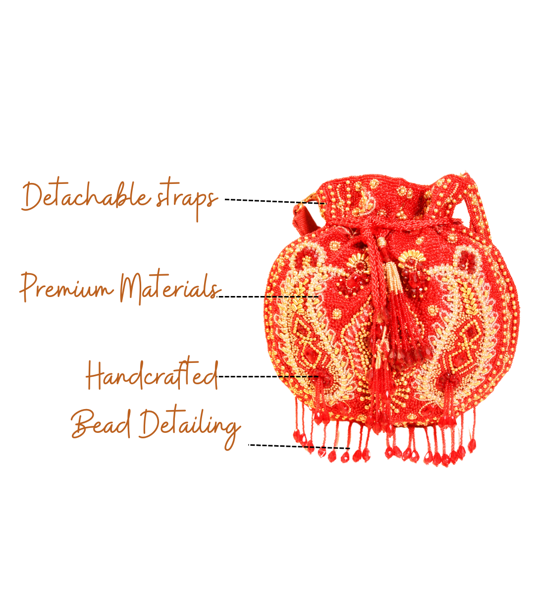 Features of Lyla Maroon Handcrafted Designer Potli for women