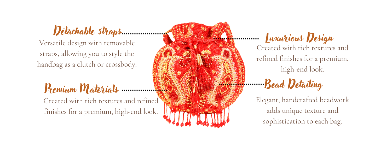 Features of Lyla Maroon Handcrafted Designer Potli for women