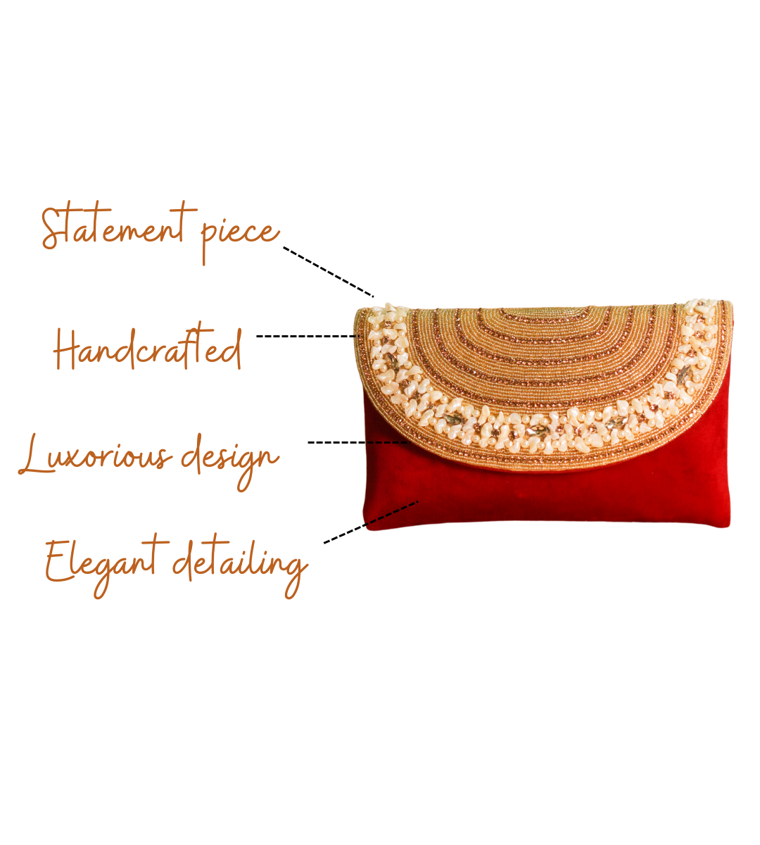 Features of Naaz Maroon Handcrafted Designer Flapbag for women