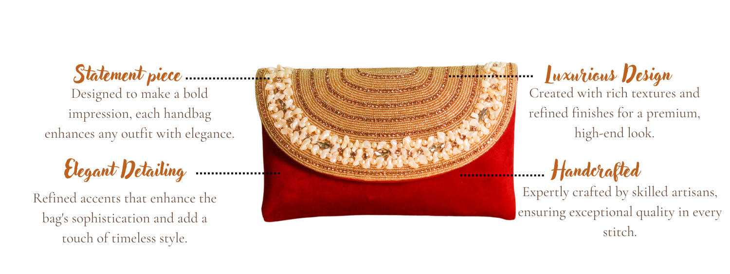 Features of Naaz Maroon Handcrafted Designer Flapbag for women