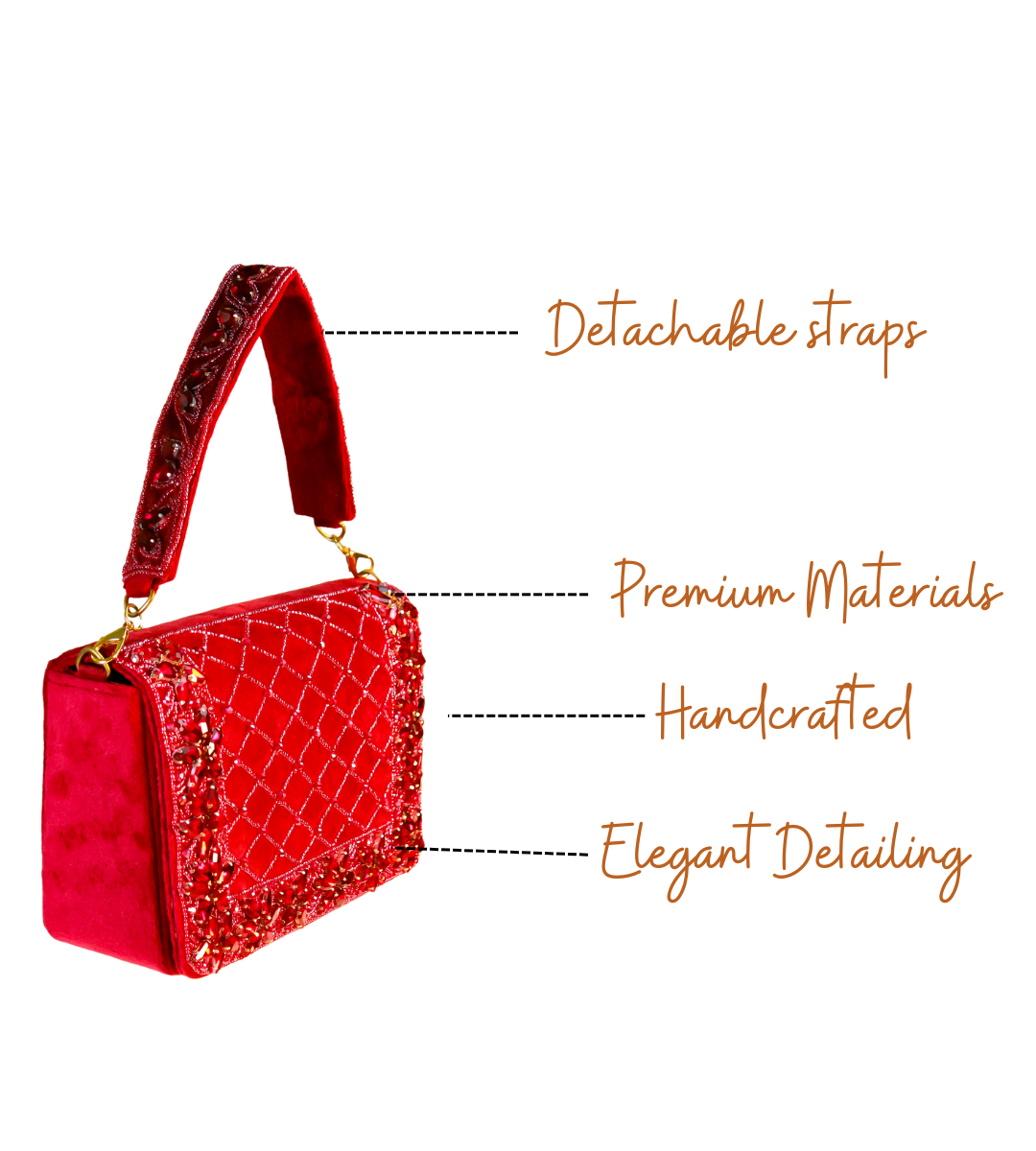 Features of Rani Red Designer Handcrafted Handbags for Women