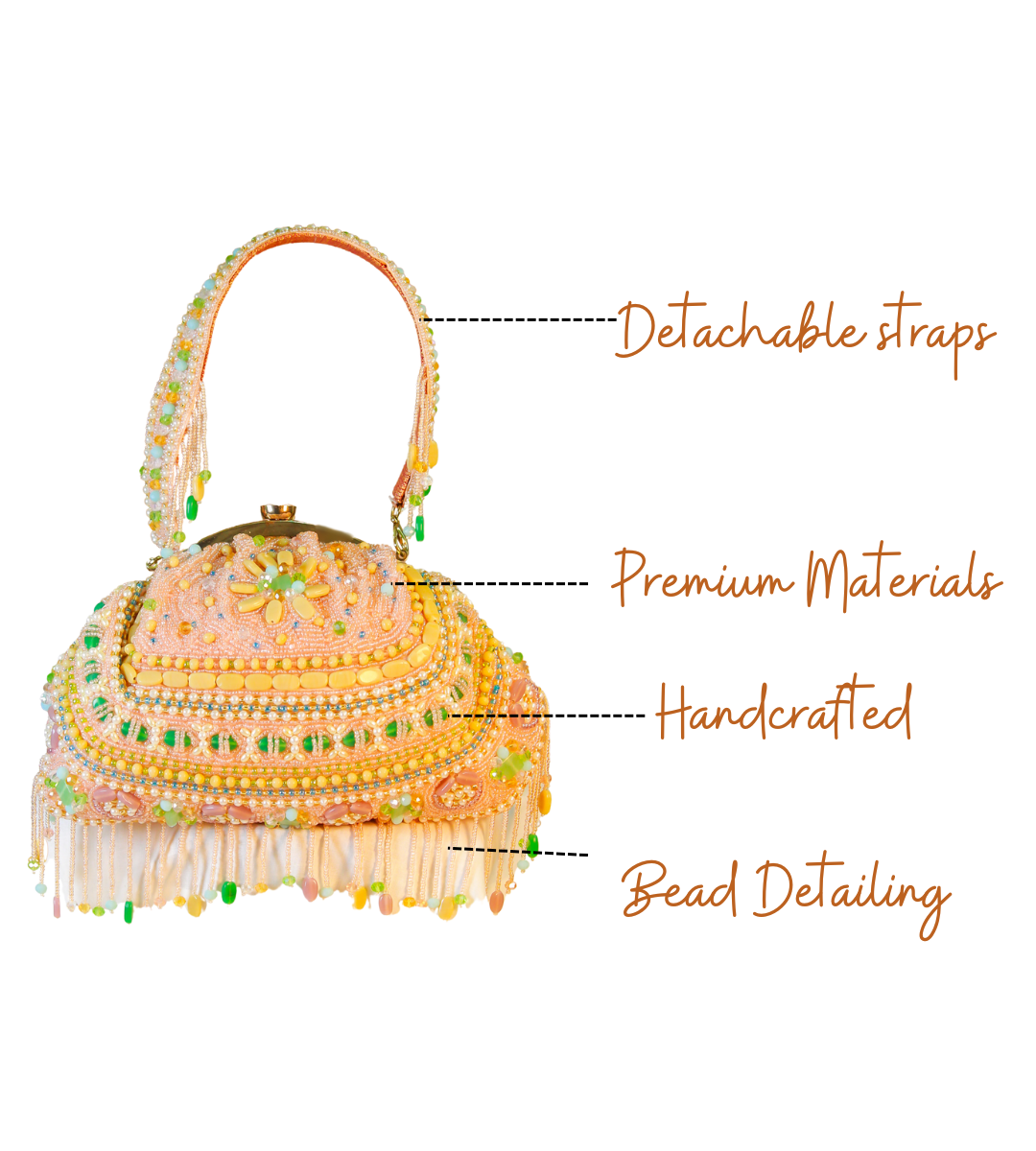 Features of Reeva Peach Designer Handcrafted Handbags for Women