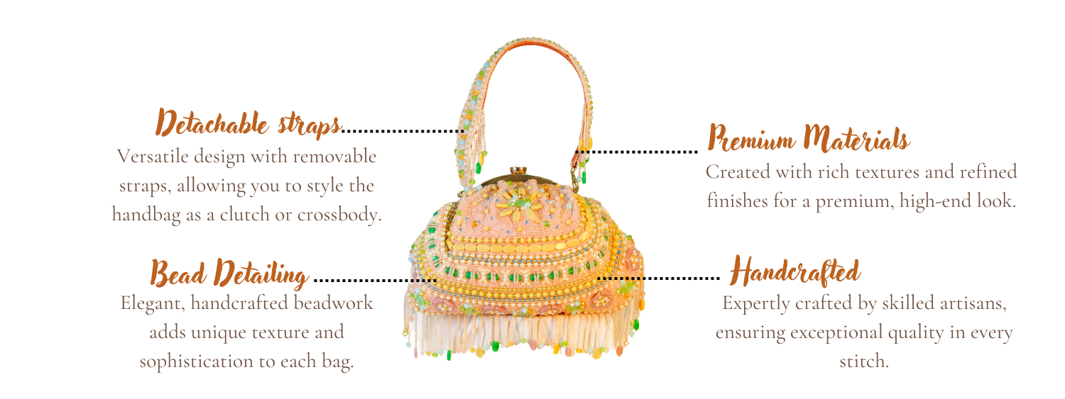 Features of Reeva Peach Designer Handcrafted Handbags for Women