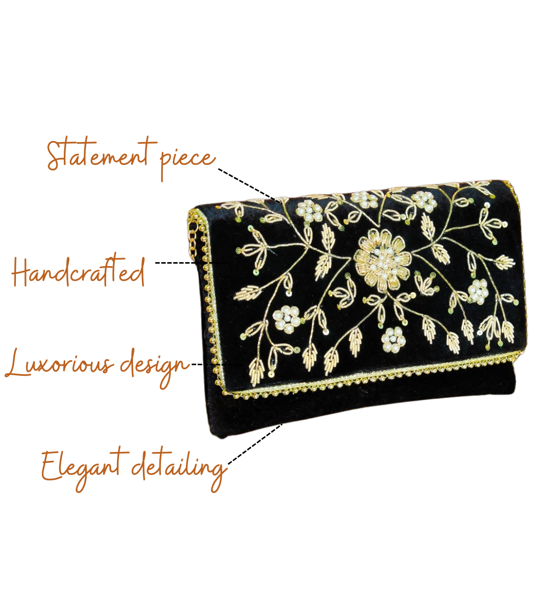 Features of Shobha Black Designer Flapbag for Women