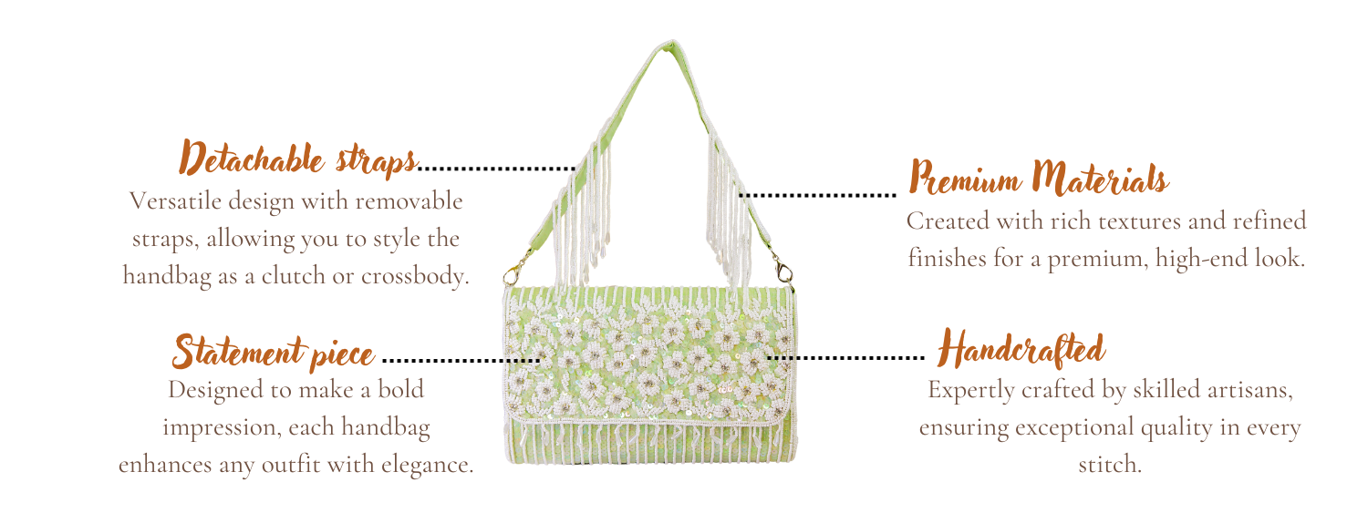 Features of Siya Green Handcrafted Designer Bag for Women