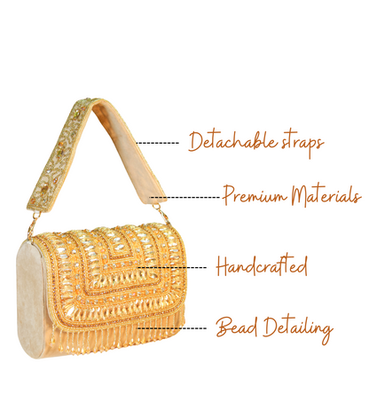 Features of Vaani Golden Handcrafted Designer Handbags for Women
