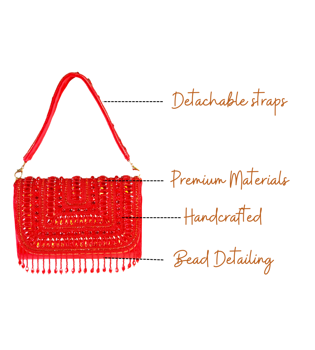 Features of Vaani Red Handcrafted Designer Handbags for women