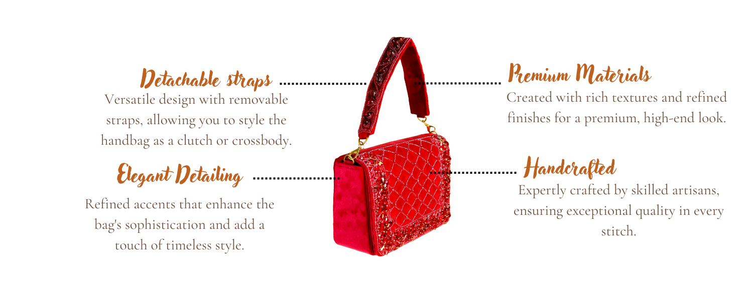 Features of Vaani Red Handcrafted Designer Handbags for women