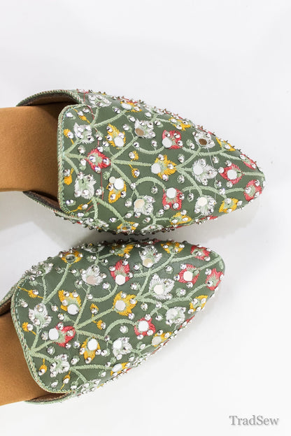 Garden Splendor Embroidered Mules by Tradsew