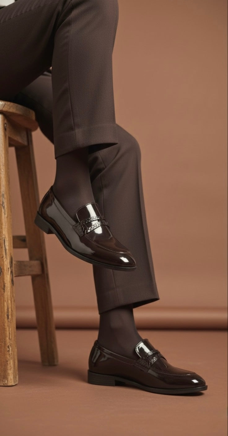 male formal shoes joey brown loafers lifestyle model shot