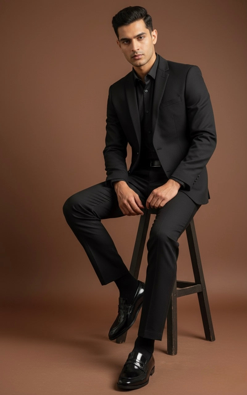 male formal shoes joey black loafers outfit styling