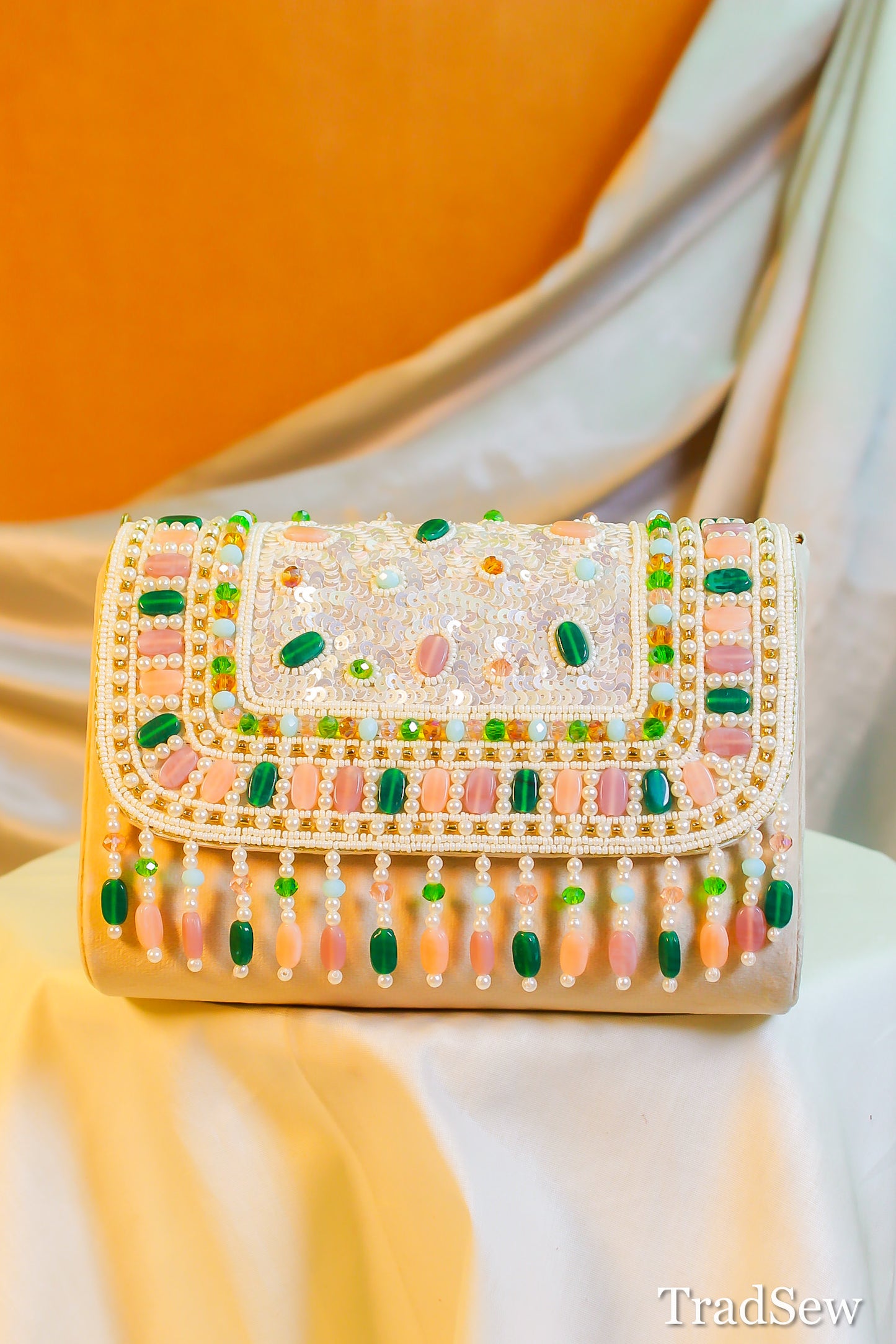 Kuhi Beige handcrafted Designer handbag for women