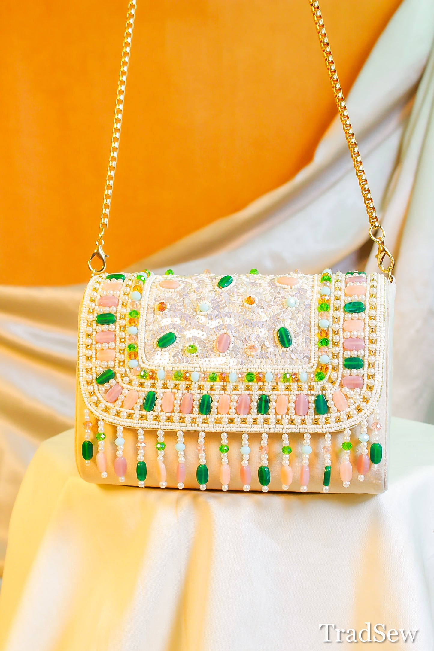 Kuhi Beige handcrafted Designer handbag for women