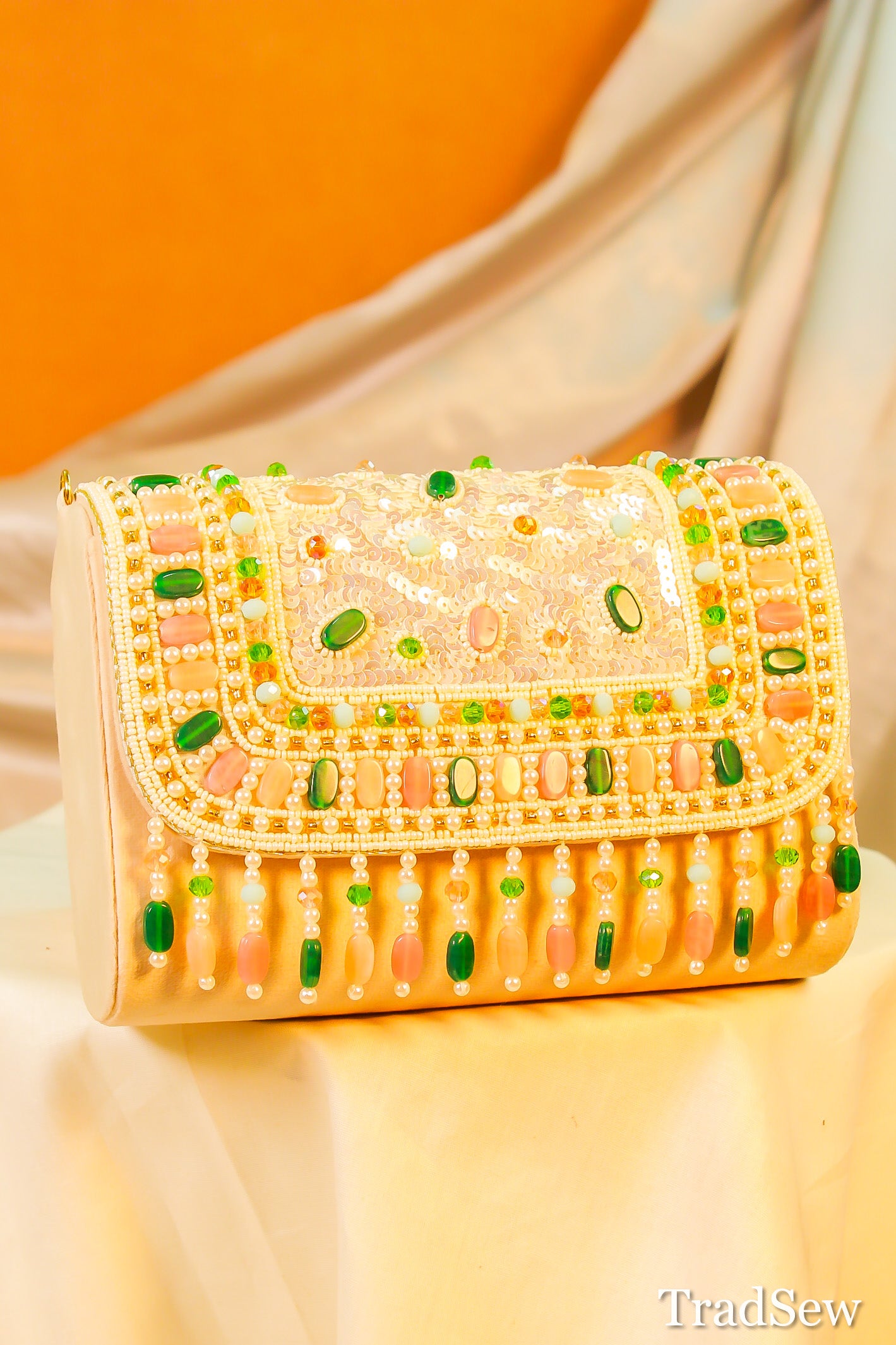 Kuhi Beige handcrafted Designer handbag for women
