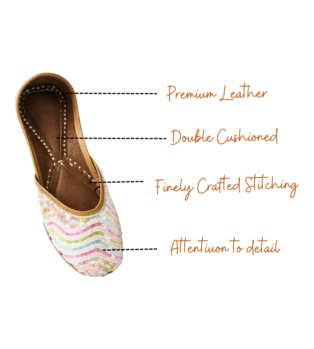Featuring highlights of lear multicolour punjabi jutti for ladies by tradsew