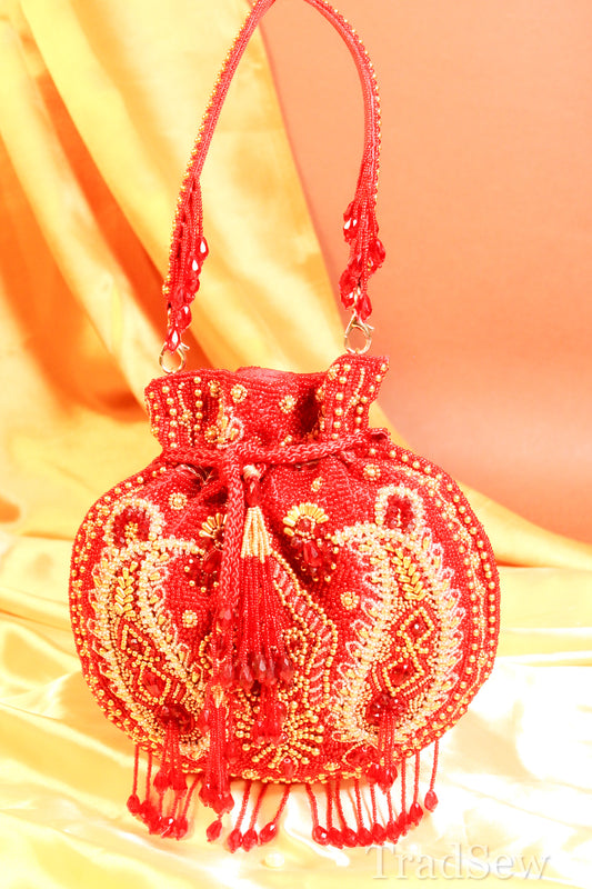 Lyla Maroon Handcrafted Designer Potli for women