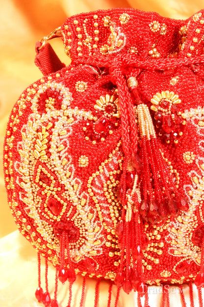 Lyla Maroon Handcrafted Designer Potli for women