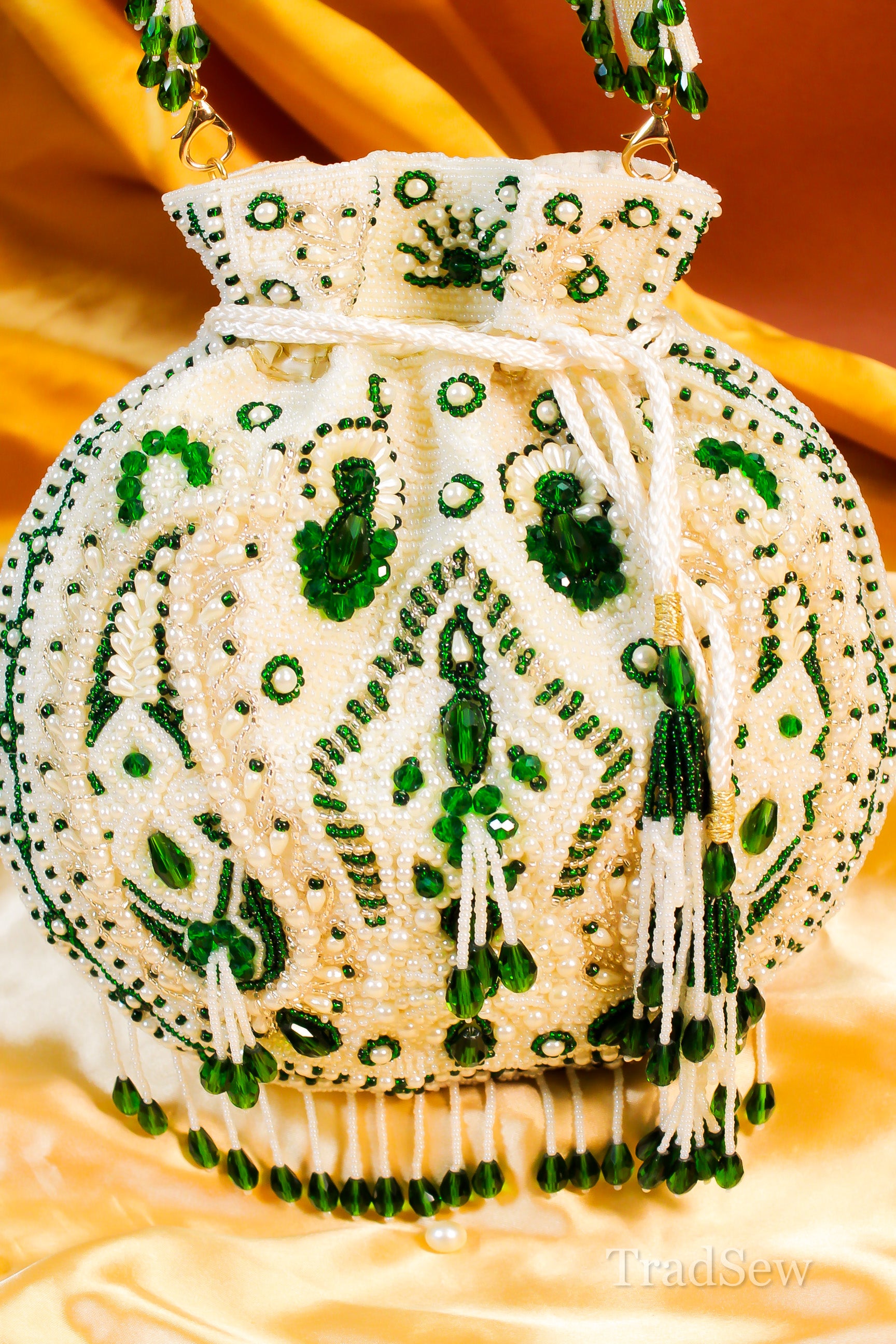Lyla white handcrafted designer potli for women