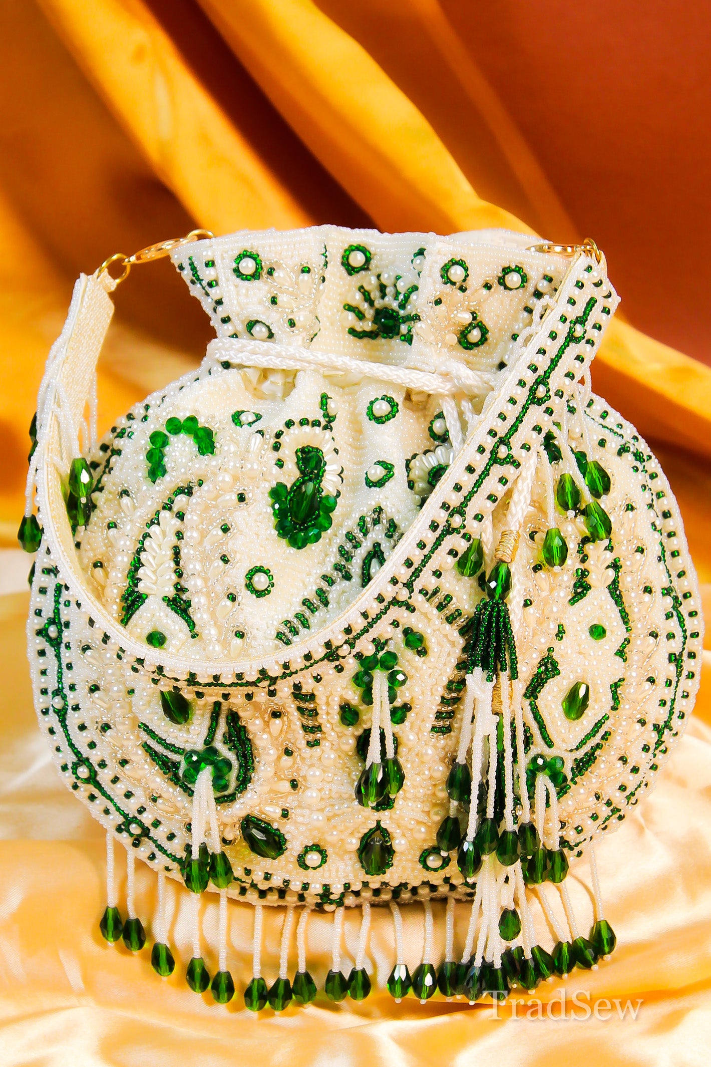 Lyla white handcrafted designer potli for women