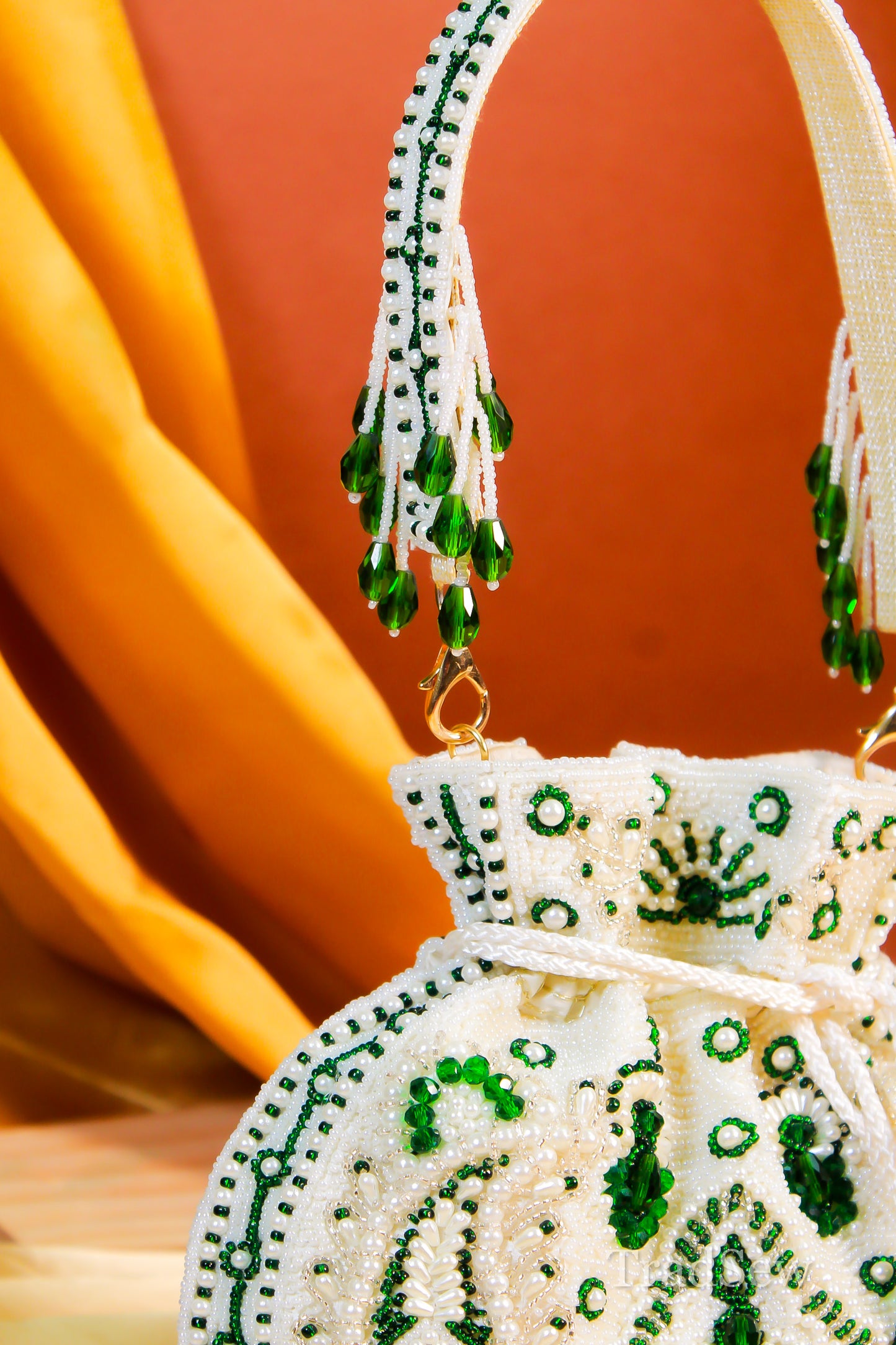 Lyla white handcrafted designer potli for women