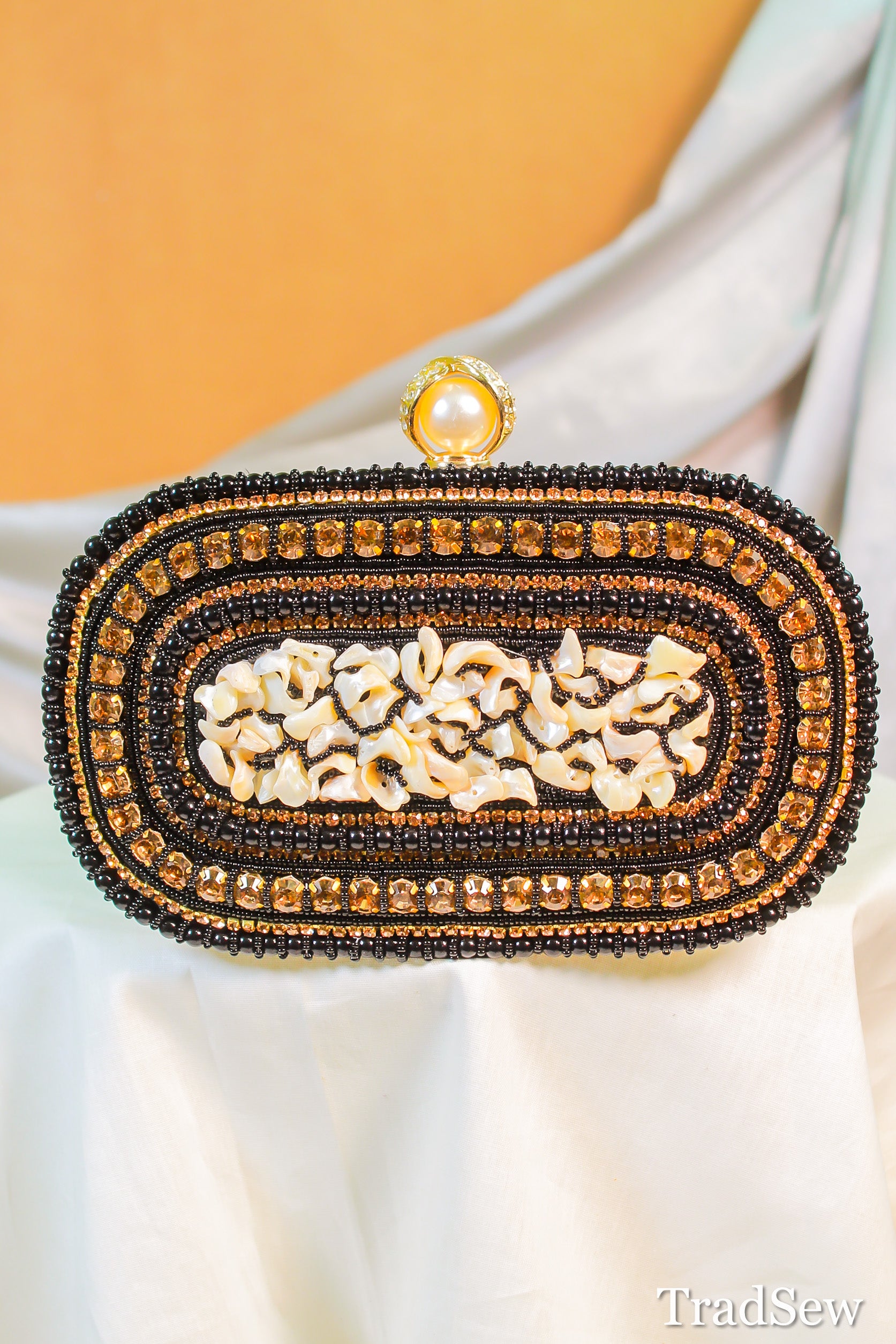 Mayra Black Clutch Handcrafted Designer Handbag for Women
