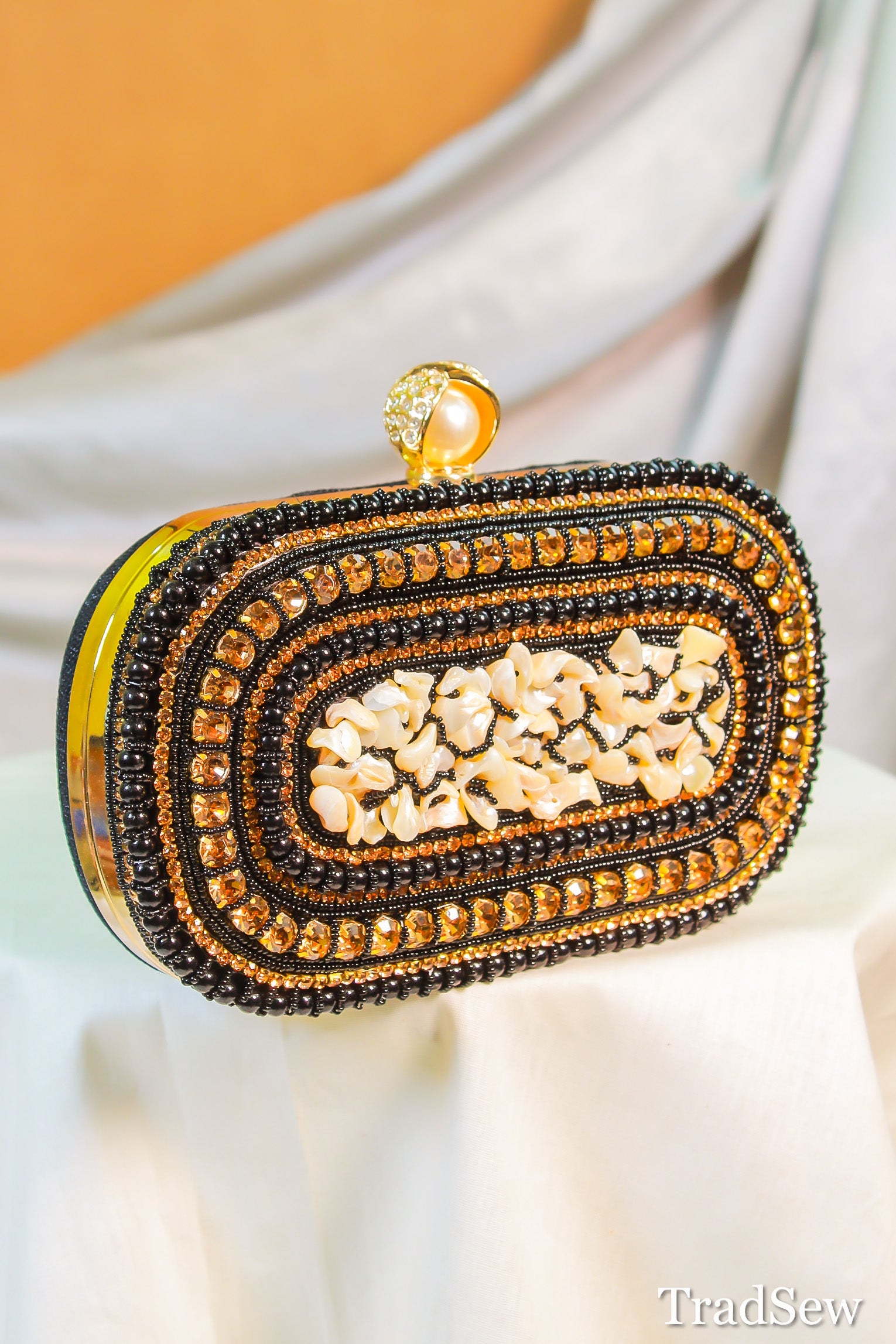 Mayra Black Clutch Handcrafted Designer Handbag for Women