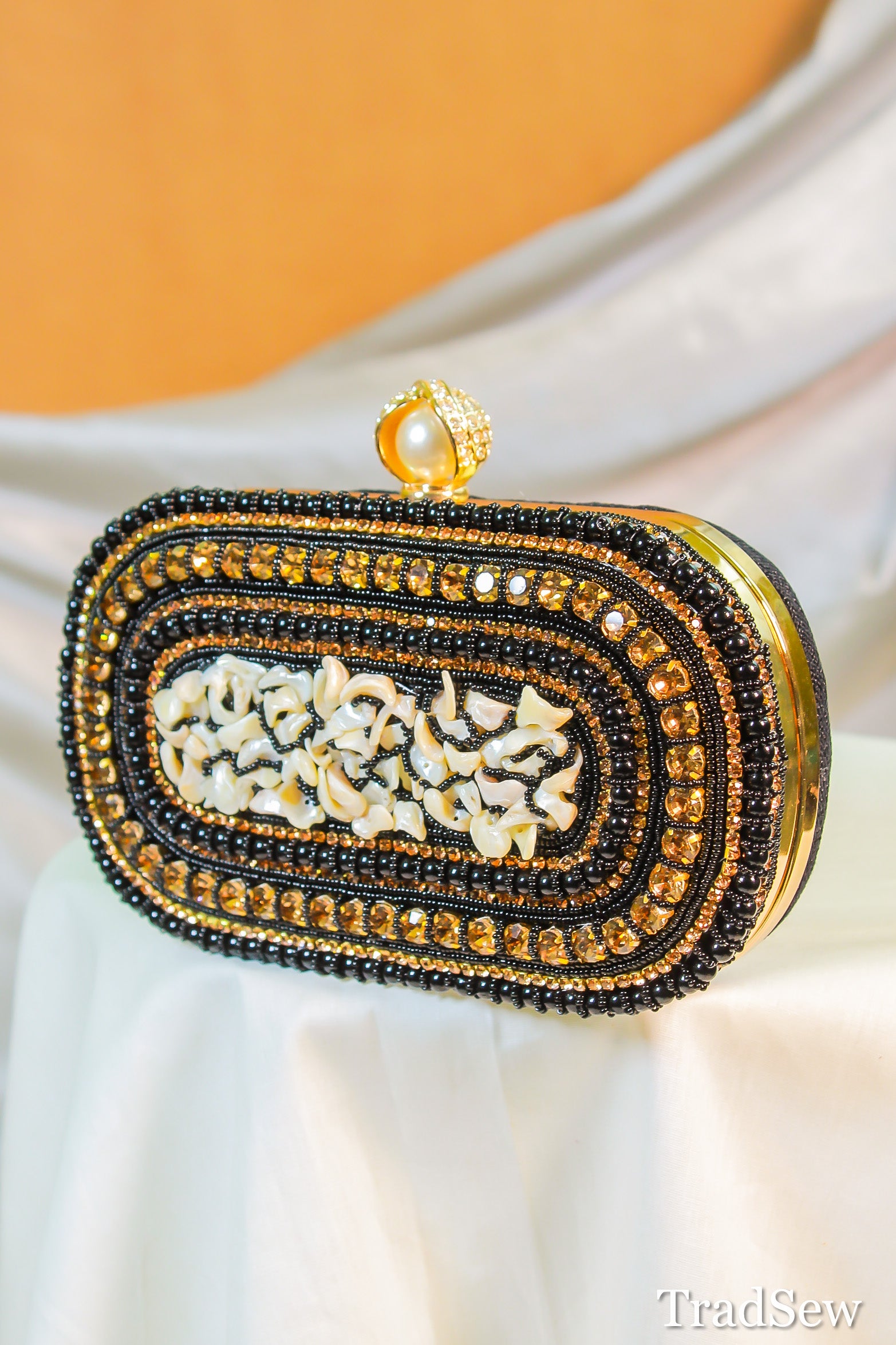 Mayra Black Clutch Handcrafted Designer Handbag for Women