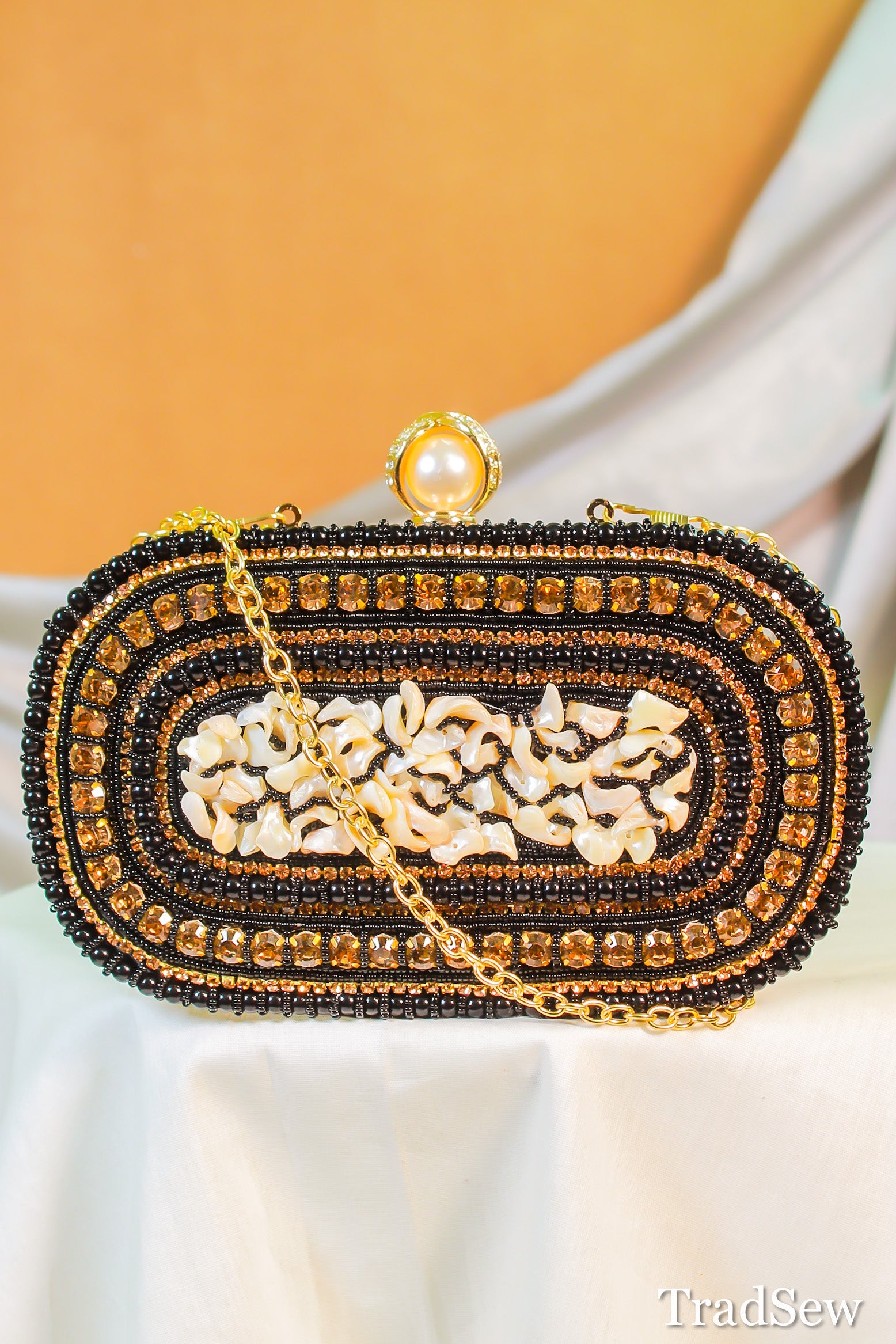 Mayra Black Clutch Handcrafted Designer Handbag for Women