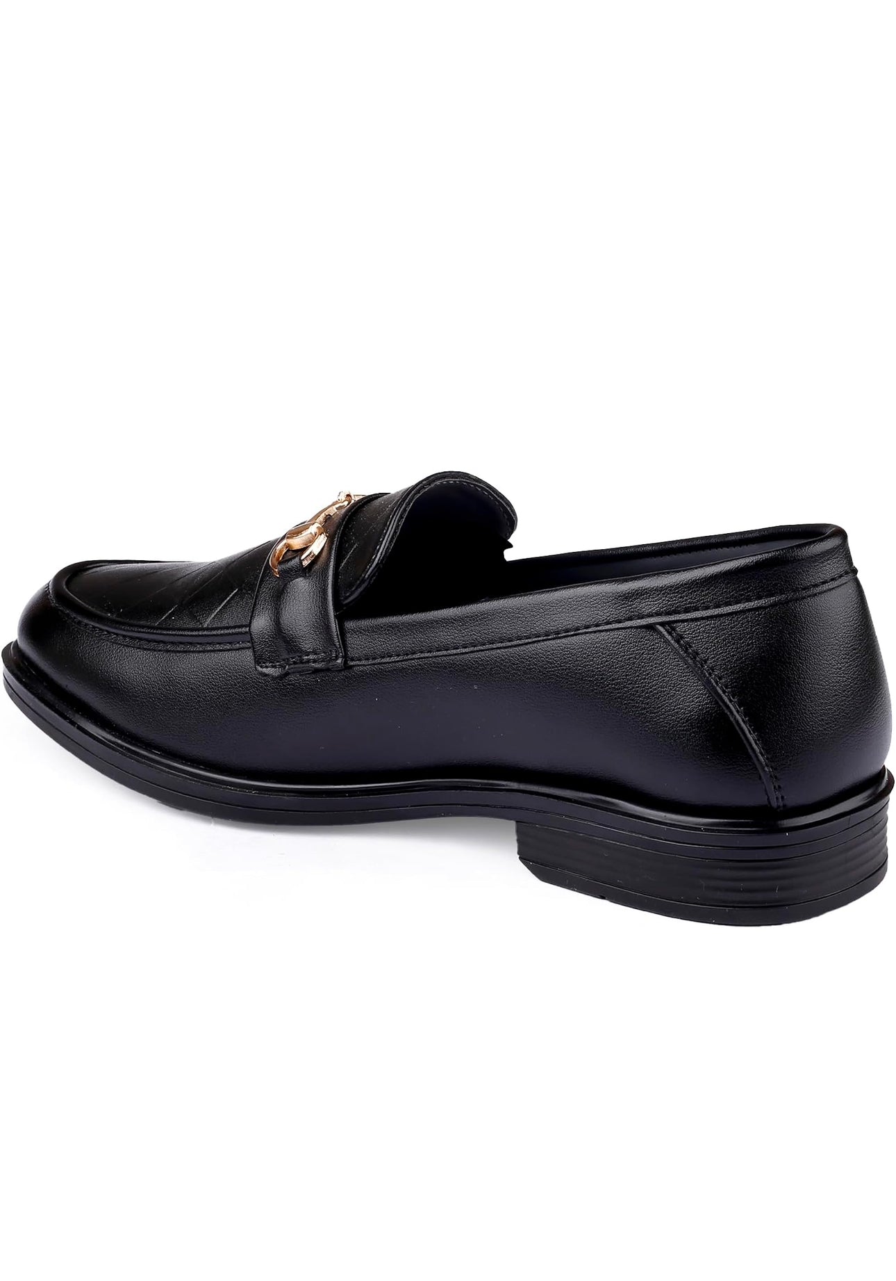 Black loafer shoe on a white background