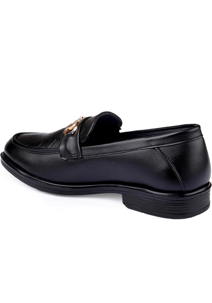 Black loafer shoe on a white background