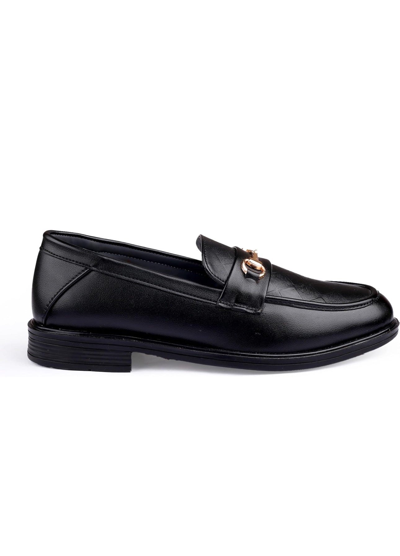 Black loafer shoe on a white background