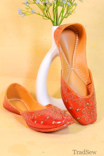 Mohini Brown Leather punjabi jutti for women