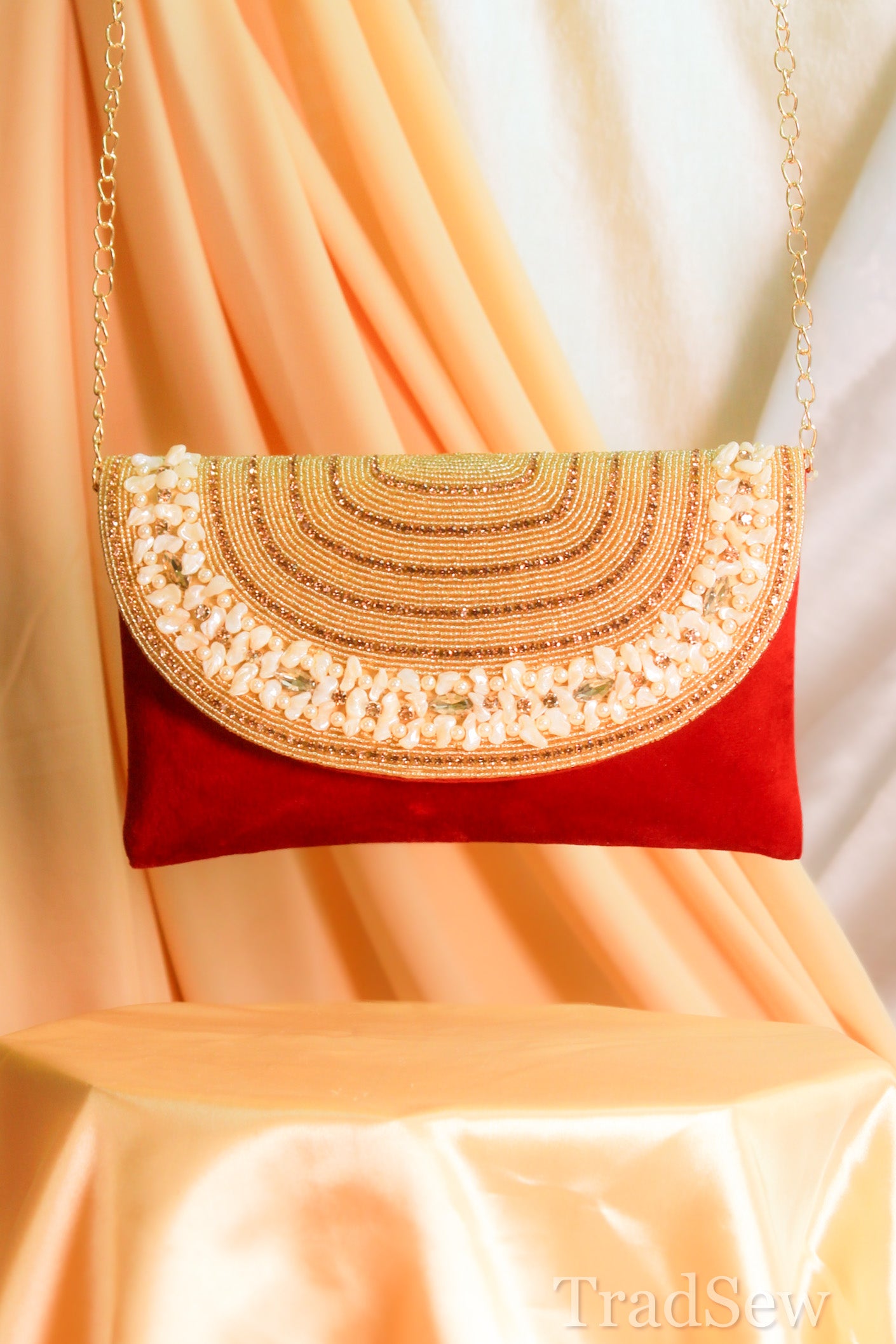 Naaz Maroon Handcrafted Designer Flapbag for women