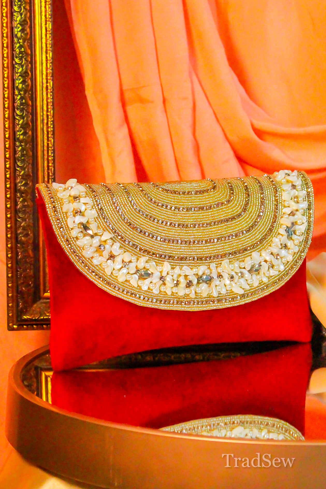 Naaz Red Handcrafted Designer Flapbag for Women
