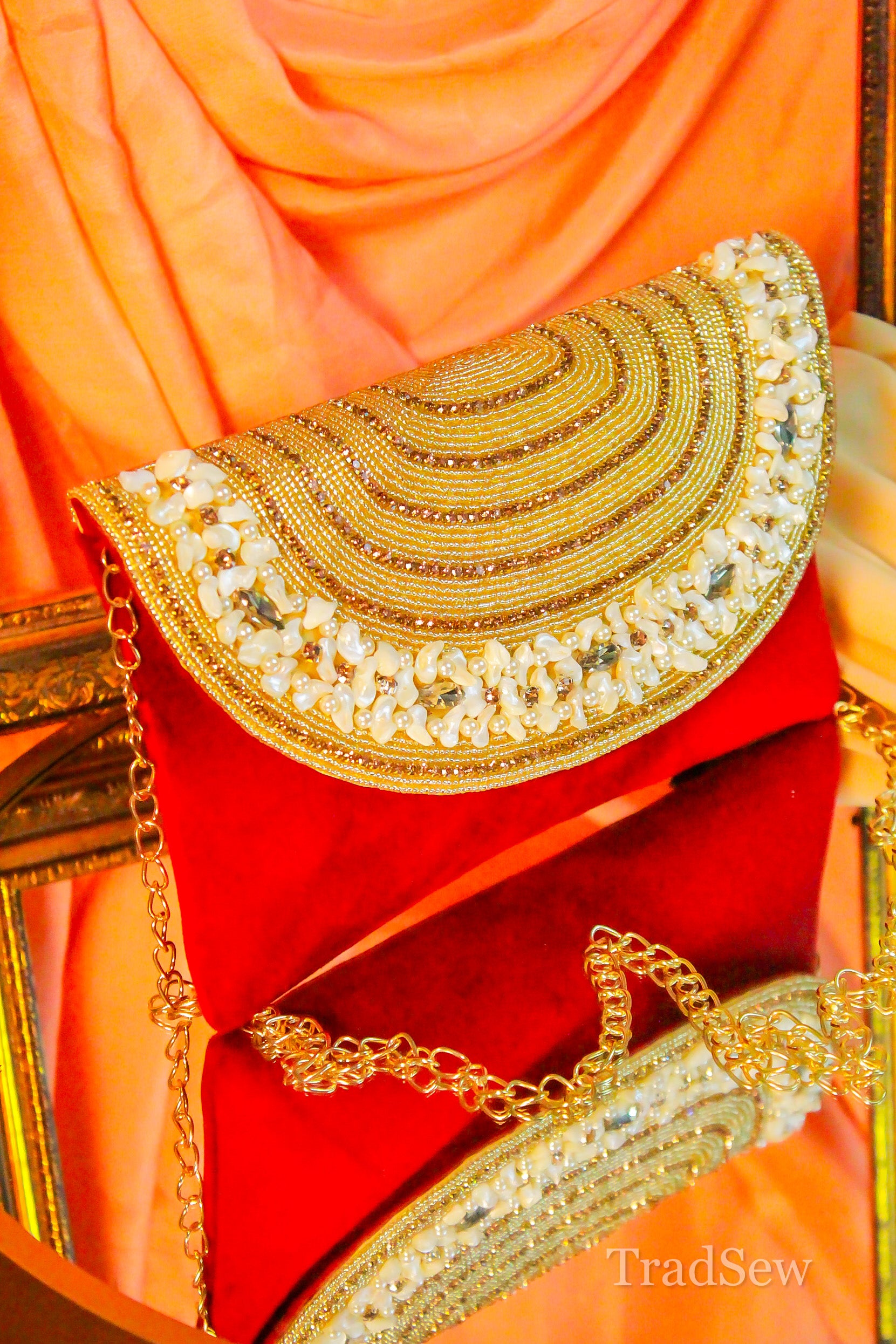 Naaz Red Handcrafted Designer Flapbag for Women