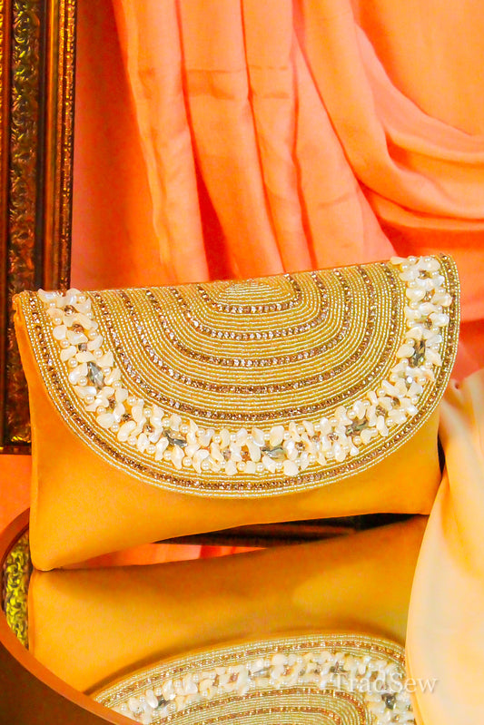 Naaz Yellow Handcrafted Designer Flapbag for Women