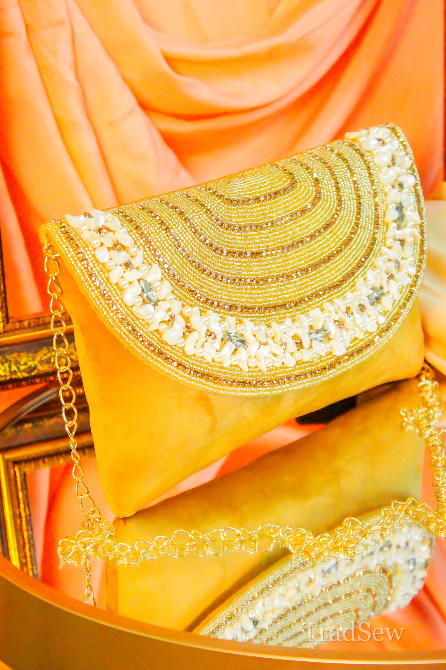 Naaz Yellow Handcrafted Designer Flapbag for Women