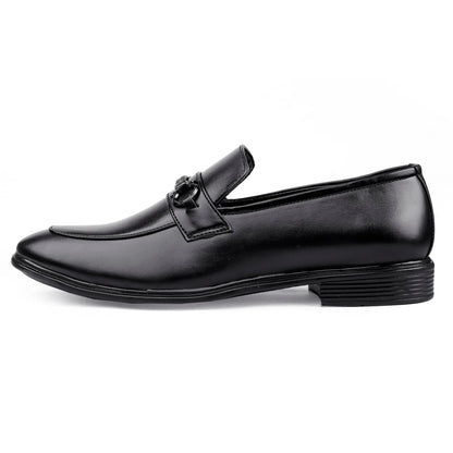 Black dress shoe on a white background