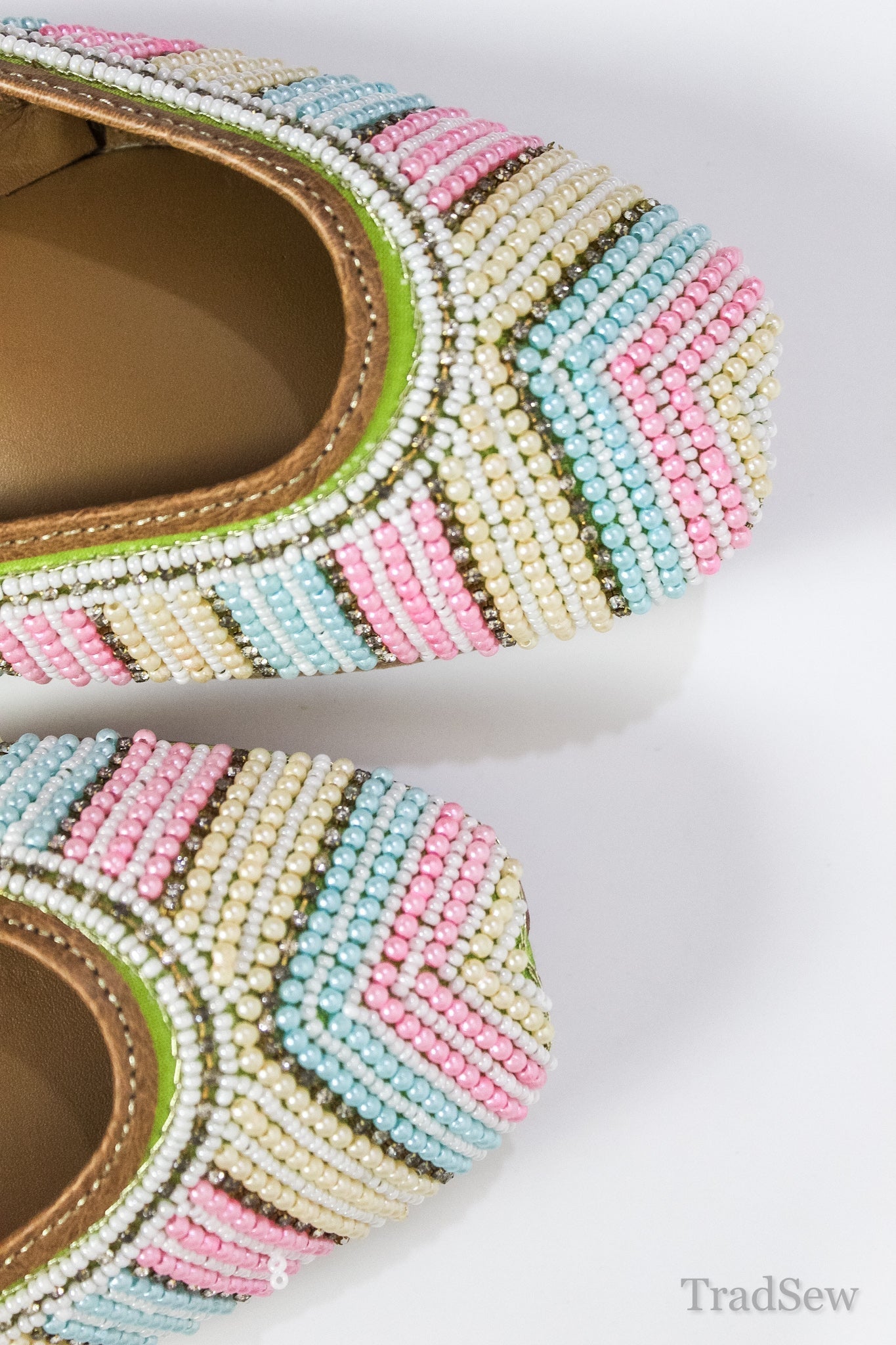 Pastel Chevron Beaded Jutti by Tradsew