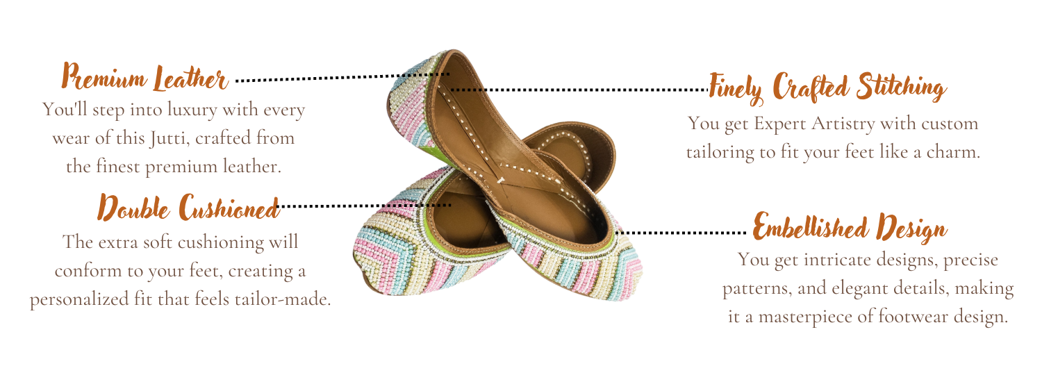 Featuring highlights of pastel chevron punjabi jutti for ladies by tradsew